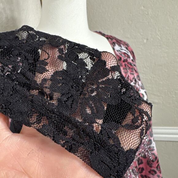 Lady Noir Leopard Rhinestone Motorcycle Top Blouse Embellished Red Size L - Picture 8 of 14